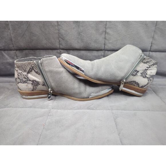 Fergie Booties Womens 8 Indigo, Talliogrey Suede Faux Snake Skin Zipper - Picture 14 of 16